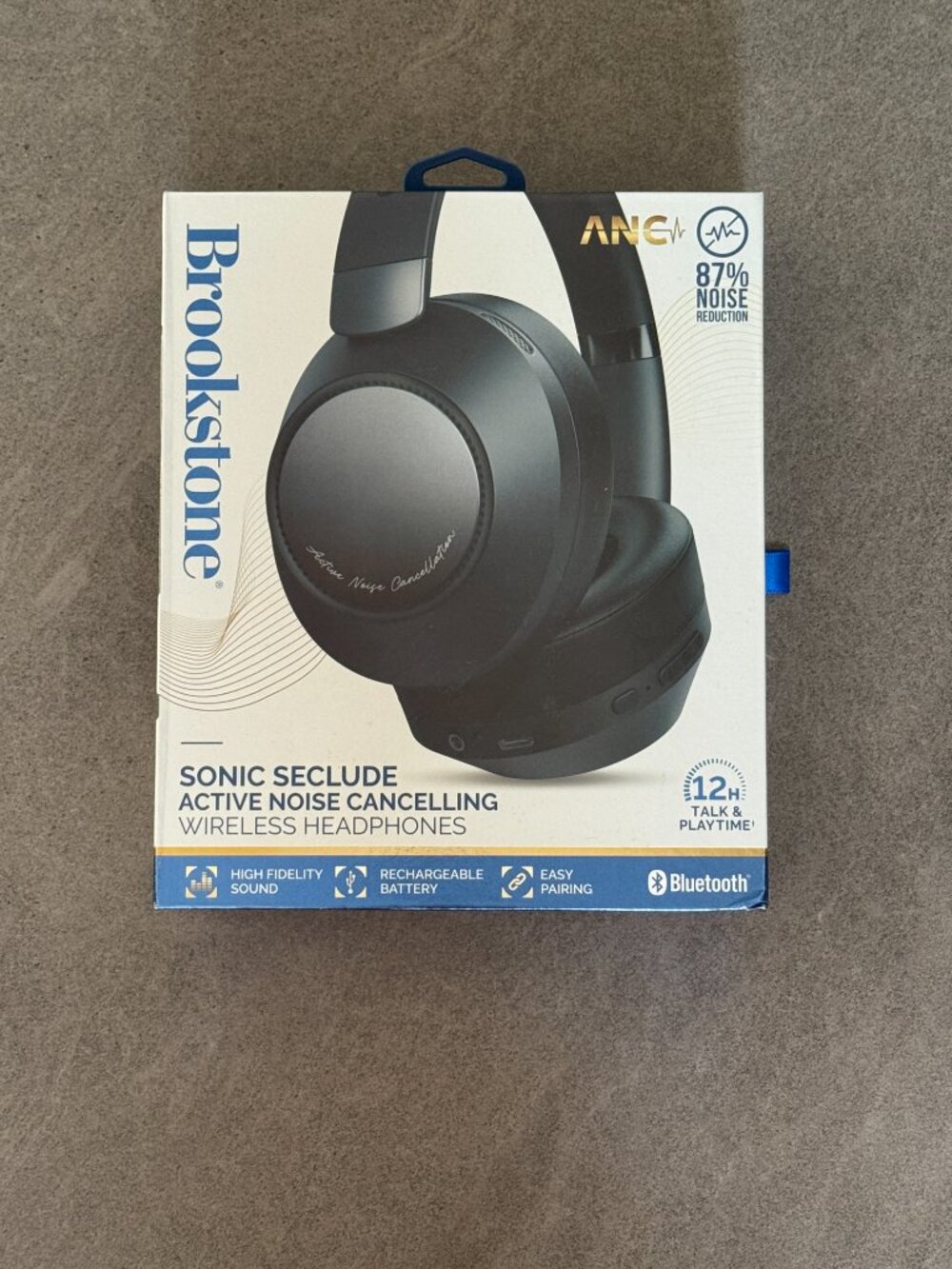 Brookstone Sonic Seclude ANC Wireless Headphones Black - New in Box